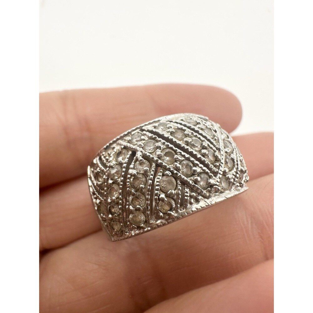 925 Sterling Silver C Z Dome Ring Size 8